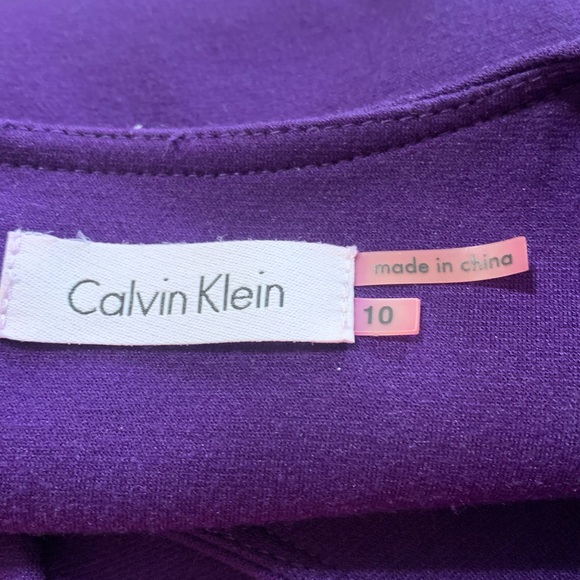 Calvin Klein Purple Dress 3/4 Sleeve Pleats - Picture 6 of 7